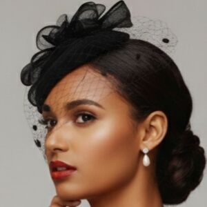 Elegant Royal British Pillbox Lace Dotted Veil Hat Fascinator Beloved Millinery